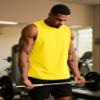 TACVASEN Tanks Top Men Cotton Undershirts Crewneck Breathable Shirt Beach Gym Summer Casual Sleeveless T-Shirts Yellow S view 3