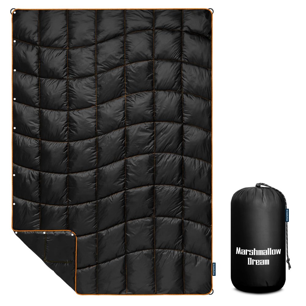 marshmallow dream Camping Blanket, Packable Puffy Blanket Down Alternative Blanket Lightweight Windproof Water Resistant for Outdoors,Hiking, Backpacking,Beach,Car,Picnic,Stadium 52x75in