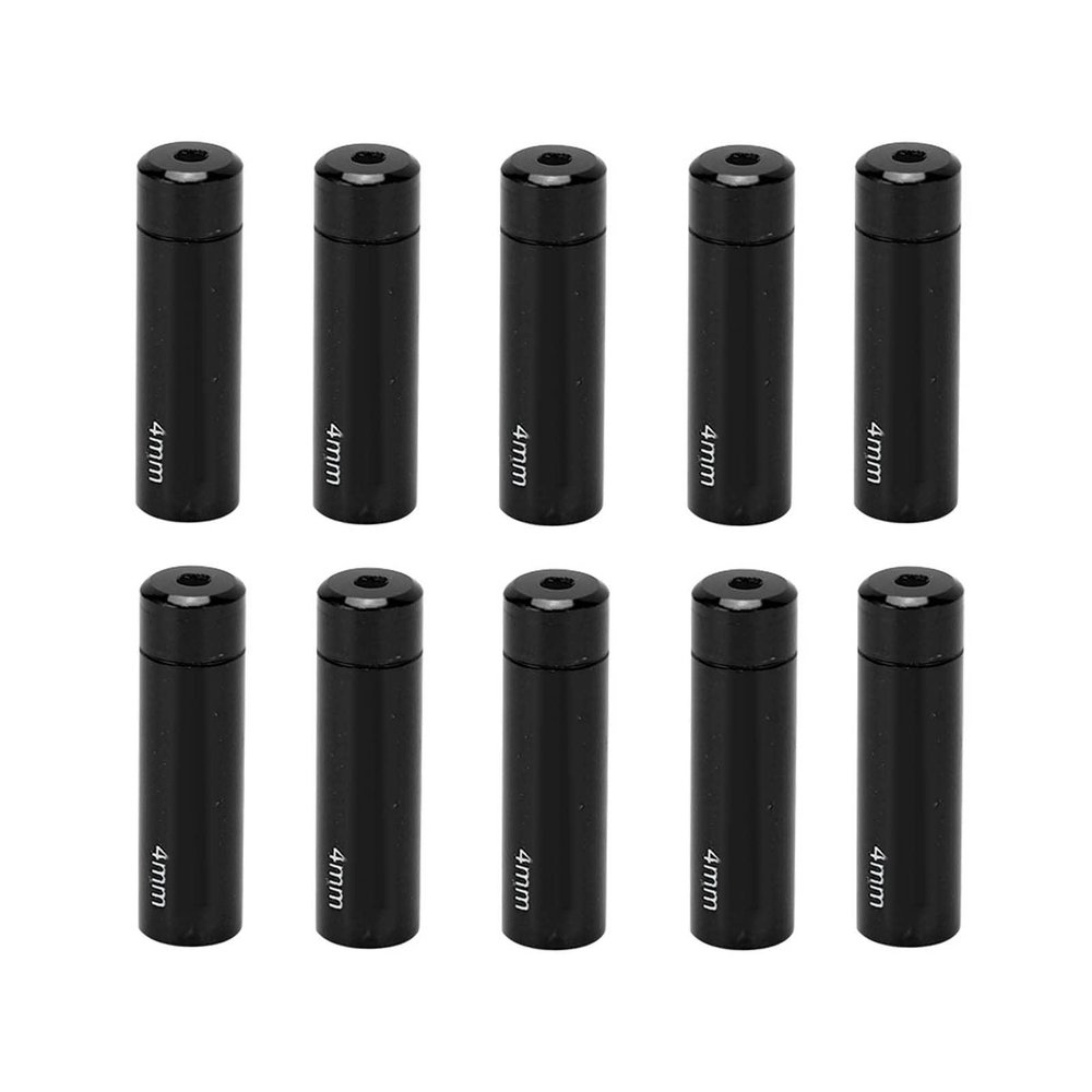 Bicycle Shift Cable End Caps, 10Pcs Bicycle Shift Cable End Caps Aluminum Alloy 4mm for Road Mountain Bike 4 Colors(Black)