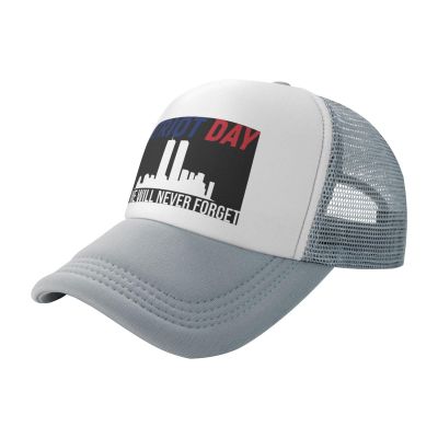 911 Patriot Day Never Forget 911 Breathable Mesh Baseball Cap Adjustable Lightweight Trucker Hat Gray
