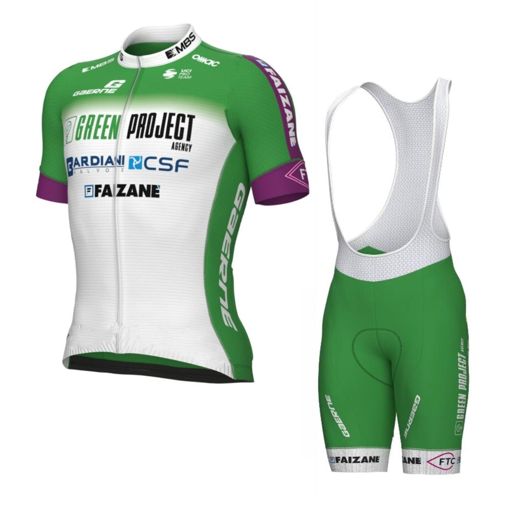 SGCIKER 2023 Team Green Project Bardiani CSF Cycling Jersey Set,Summer Cycle Shirt MTB Bike Clothing Bib Short Kits 9D Gel Pad (3XL)