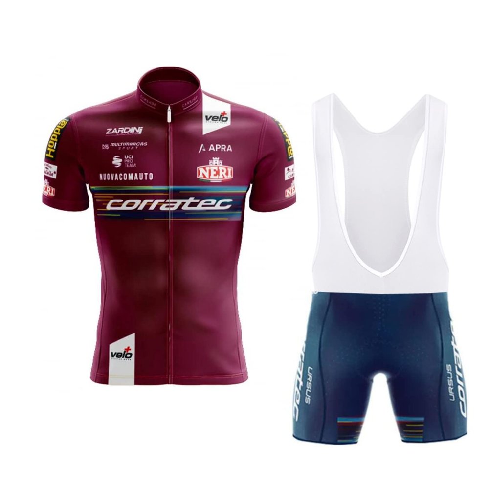 SGCIKER 2023 World Tour Team CORRATEC Purple Cycling Jersey Set,Summer Cycle Shirt MTB Bike Clothing Bib Short Kits 9D Gel Pad (4XL)