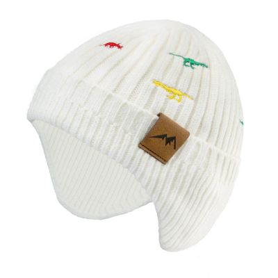 POXIMI Baby Boy Winter Hat Toddler Warm Beanie Girl Knit Hats with Earflap Kid Cute Earmuffs (D-White, 0-6Months)