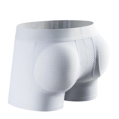 JOCKMAIL Mens Boxer Brief with Sponge Padding for Enhancing Buttocks Men Padded Panties White
