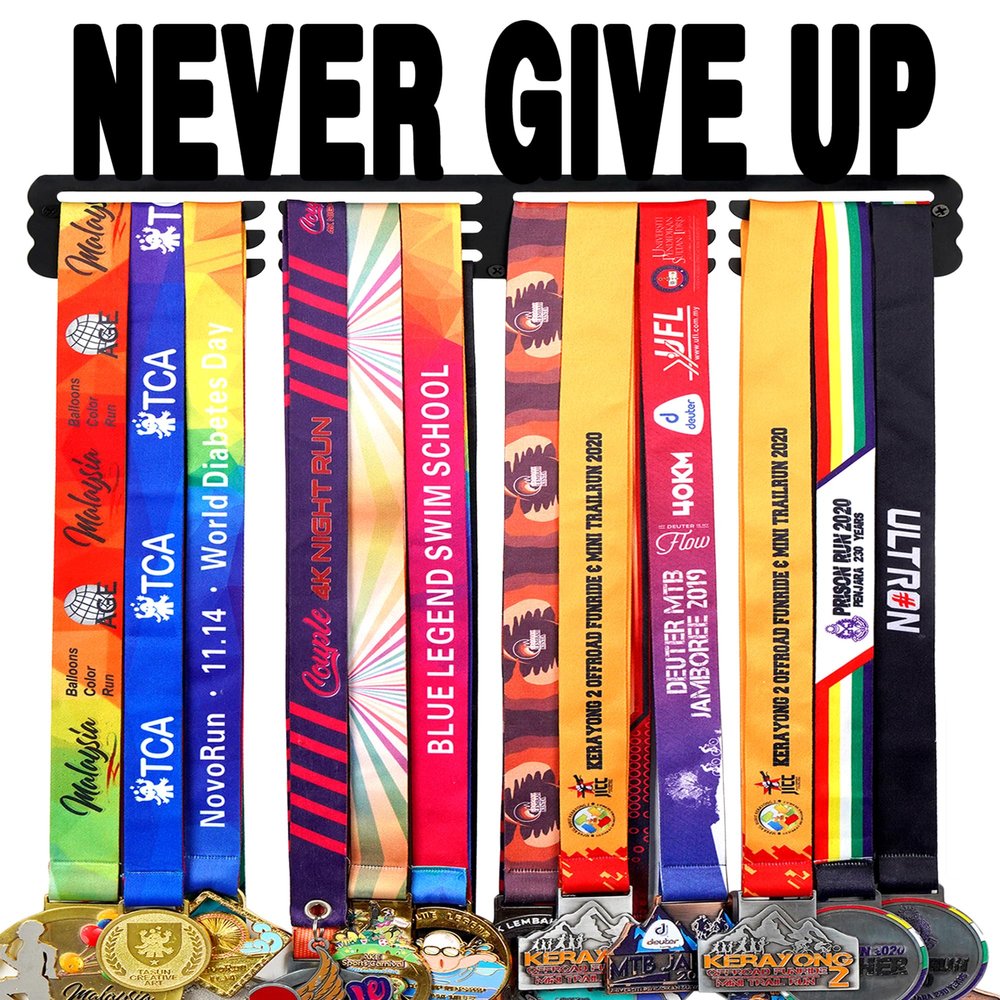 Goutoports Medal Holder Display Hanger Rack Frame for Sport Race Runner Sturdy Black Steel Metal Over 60 Medals Easy to Install-HOL30P