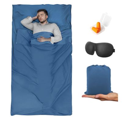 BREENHILL Sleeping Bag Liner,Camping Sheets & Travel Sheet, Hostels & Traveling Adult Sleep Sack for Backpacking, Hotels Lightweight Single & Double Camping Sleeping Bag Liners Blue