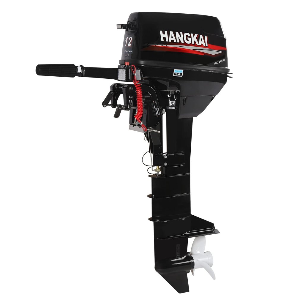 LyeXD 12HP 2-stroke Outboard Motor, 169CC Heavy Duty, Inflatable Boats Engine w/Water Cooled CDI Long Shaft, Suitable for Iron, Plastic & Fiberglass Boats