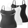 Accbiety 3 Pack Womens Camisole with Built in Bra Adjustable Strap Tank Tops for Women Cami Shelf Bra Cotton Undershirt Black White Darkgray M view 1