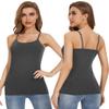 Accbiety 3 Pack Womens Camisole with Built in Bra Adjustable Strap Tank Tops for Women Cami Shelf Bra Cotton Undershirt Black White Darkgray M view 2