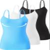 Accbiety 3 Pack Womens Camisole with Built in Bra Adjustable Strap Tank Tops for Women Cami Shelf Bra Cotton Undershirt Black White Blue S view 1
