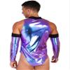 FEESHOW Mens Silver Spaceman Costume Shiny Metallic Bodysuit Halloween Astronaut Role Play Outfit Colorful Large view 4
