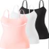 Accbiety 3 Pack Womens Camisole with Built in Bra Adjustable Strap Tank Tops for Women Cami Shelf Bra Cotton Undershirt Black White Pink XXL view 1