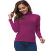 Women Long Sleeve Turtleneck Slim Fitted Based Layer Shirt Pullover Tops Fuchsia X-Large view 2