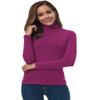 Women Long Sleeve Turtleneck Slim Fitted Based Layer Shirt Pullover Tops Fuchsia X-Large view 3