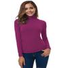 Women Long Sleeve Turtleneck Slim Fitted Based Layer Shirt Pullover Tops Fuchsia X-Large view 4