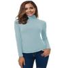 Women Long Sleeve Turtleneck Slim Fitted Based Layer Shirt Pullover Tops Breezy Blue X-Large view 4