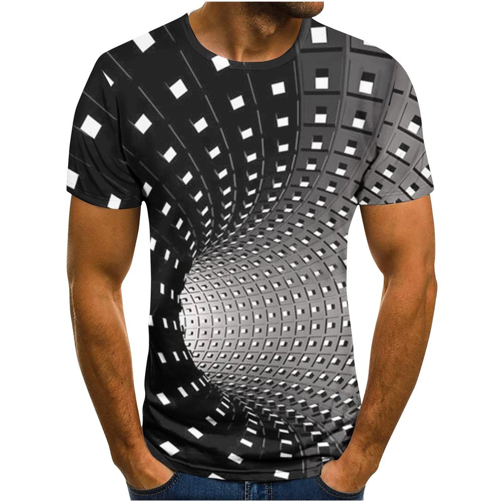 T Shirts for Men 2023 Light Weight Crew Neck Short Sleeve Summer Shirt Casual Loose Short Sleeve 3D Print Shirts Work Tops Black 5X