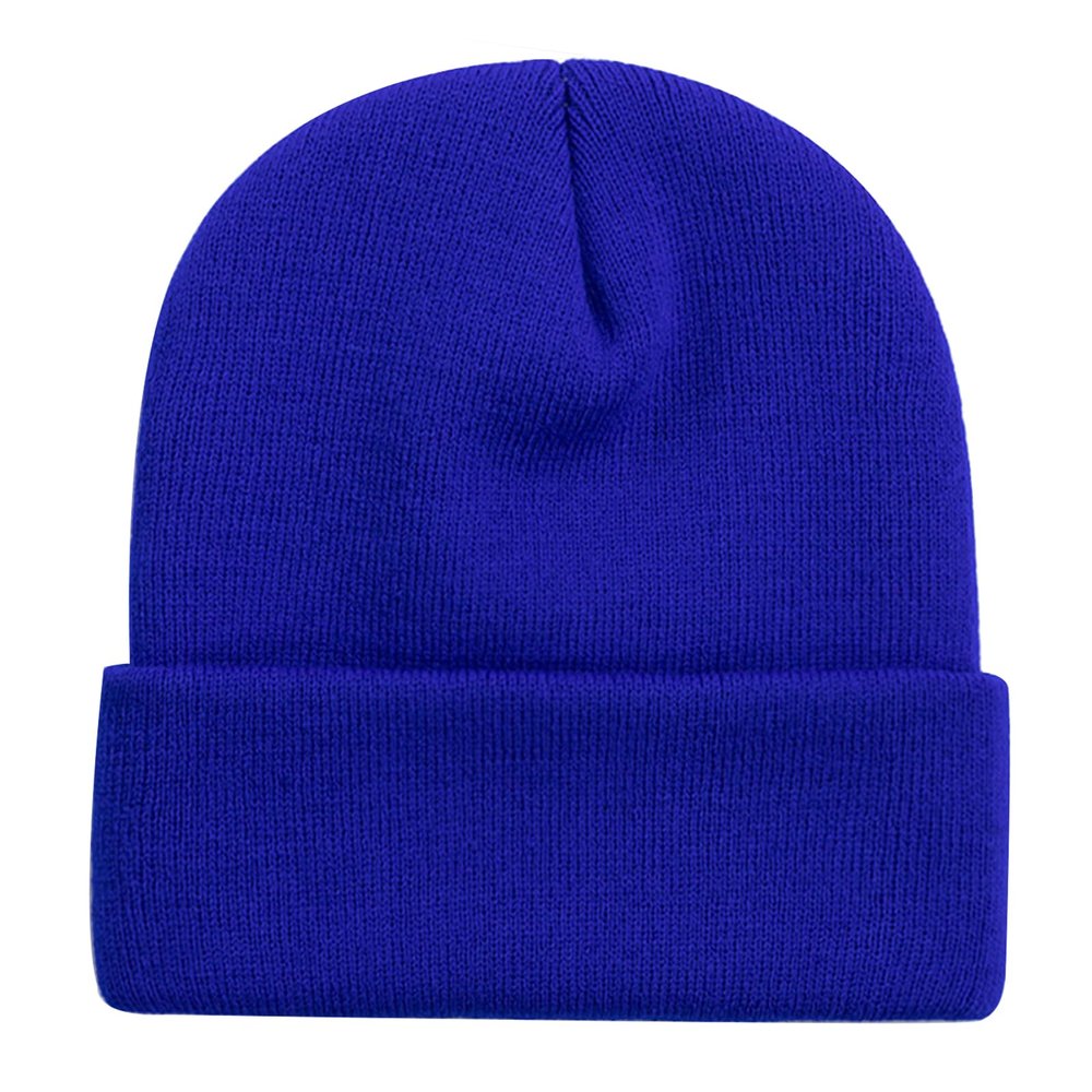 ZOORON 1&2 Packs Beanie for Men Women Men's Beanie Hat Acrylic Knit Cuff Beanie Cap Slouchy Knit Skull Cap Warm Winter hat Bright Blue