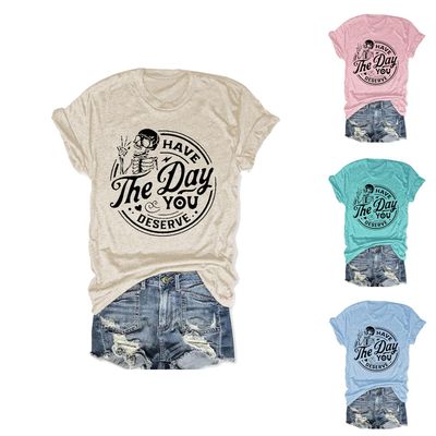 Have The Day You Deserve Crop Top Have The Day You Deserve Tank Have The Day You Deserve Tank Womens Casual Tshirts Funny Crewneck Skeleton Graphic Tee Charcoal