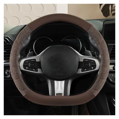FUERU Car Steering Wheel Cover Set Car Steering Wheel Cover D Type Durable Linen Sweat-Absorbent and Breathable Fashion Car Interiors (Color : 3#)