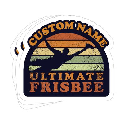 (3Pcs) Personalized Ultimate Frisbee Stickers - Ultimate Frisbee Vintage Retro Sunset Player Stickers Gift Decoration Helmet Bumper Hardhat 3x4