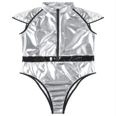 YiZYiF Adult Astronaut Costume Jumpsuit Space Suit for Men Zipper Bodysuit Leotard with Oversleeve One-Piece Silver X-Large