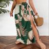 MEGCI Leaf Print Knot Side Cover Up Skirt view 1