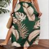 MEGCI Leaf Print Knot Side Cover Up Skirt view 3