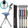 STEP2GOLD Ta-Da Chair Series 2 PRO, Portable Walking Stick, Cane with Seat, Foldable Chair, Hiking Stick, for Camping, Hiking, Lightweight Aluminum, Easy Carry, Anti-Slip (Blue) view 1