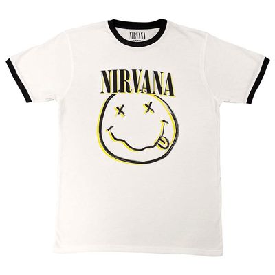 Men's Nirvana Double Happy Face T-Shirt Large White