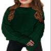 INFULEIMU Girls Sweaters Crewneck Long Sleeve Kids Sweater Fall Winter Chunky Knit Pullover Jumper 5-14 Green view 1