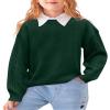 INFULEIMU Girls Sweaters Crewneck Long Sleeve Kids Sweater Fall Winter Chunky Knit Pullover Jumper 5-14 Green view 2