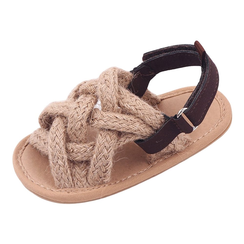 Summer Children Infant Toddler Shoes Girls Sandals Flat Bottom Lightweight Li Linen Woven Upper Soft Baby Walking Shoes