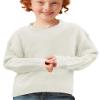 INFULEIMU Girls Sweaters Crewneck Long Sleeve Kids Sweater Fall Winter Chunky Knit Pullover Jumper 5-14 White view 4