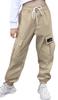 Cromoncent Girl's Women's Cargo Pants Elastic Waist Lightweight Outdoor Jogger Pants Khaki 2XL view 2