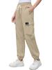 Cromoncent Girl's Women's Cargo Pants Elastic Waist Lightweight Outdoor Jogger Pants Khaki 2XL view 4