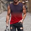 Hawaiian Shirts for Men 2023 Classic Fit Crew Neck Sleeveless Gradient Color Tank Tops Summer Causal Muscle Shirt Hawaiian Shirt for Men Cotton Red M view 2