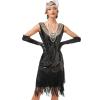 1920s Dress for Women Gatsby Roaring 20s Costumes for Women V-Neck Sleeveless Glitter Tassel Fringe Sequin Dress Great Gatsby Costumes for Women Halloween Costumes Disfraz para Mujer Black B M view 1
