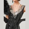 1920s Dress for Women Gatsby Roaring 20s Costumes for Women V-Neck Sleeveless Glitter Tassel Fringe Sequin Dress Great Gatsby Costumes for Women Halloween Costumes Disfraz para Mujer Black B M view 3