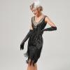1920s Dress for Women Gatsby Roaring 20s Costumes for Women V-Neck Sleeveless Glitter Tassel Fringe Sequin Dress Great Gatsby Costumes for Women Halloween Costumes Disfraz para Mujer Black B M view 4