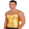 CHICTRY Mens Shiny Leather Spaghetti Straps Sleeveless Vest Top Metallic Hip Hop Dance Costume Gold Large view 2