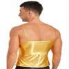 CHICTRY Mens Shiny Leather Spaghetti Straps Sleeveless Vest Top Metallic Hip Hop Dance Costume Gold Large view 4