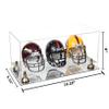 Better Display Cases Acrylic Three Mini - Miniature Football Helmets (not Full Size) Display Case with Clear Case, Gold Risers and Mirror Base 19.25" x 8.25" x 8" (V47/A103) view 2