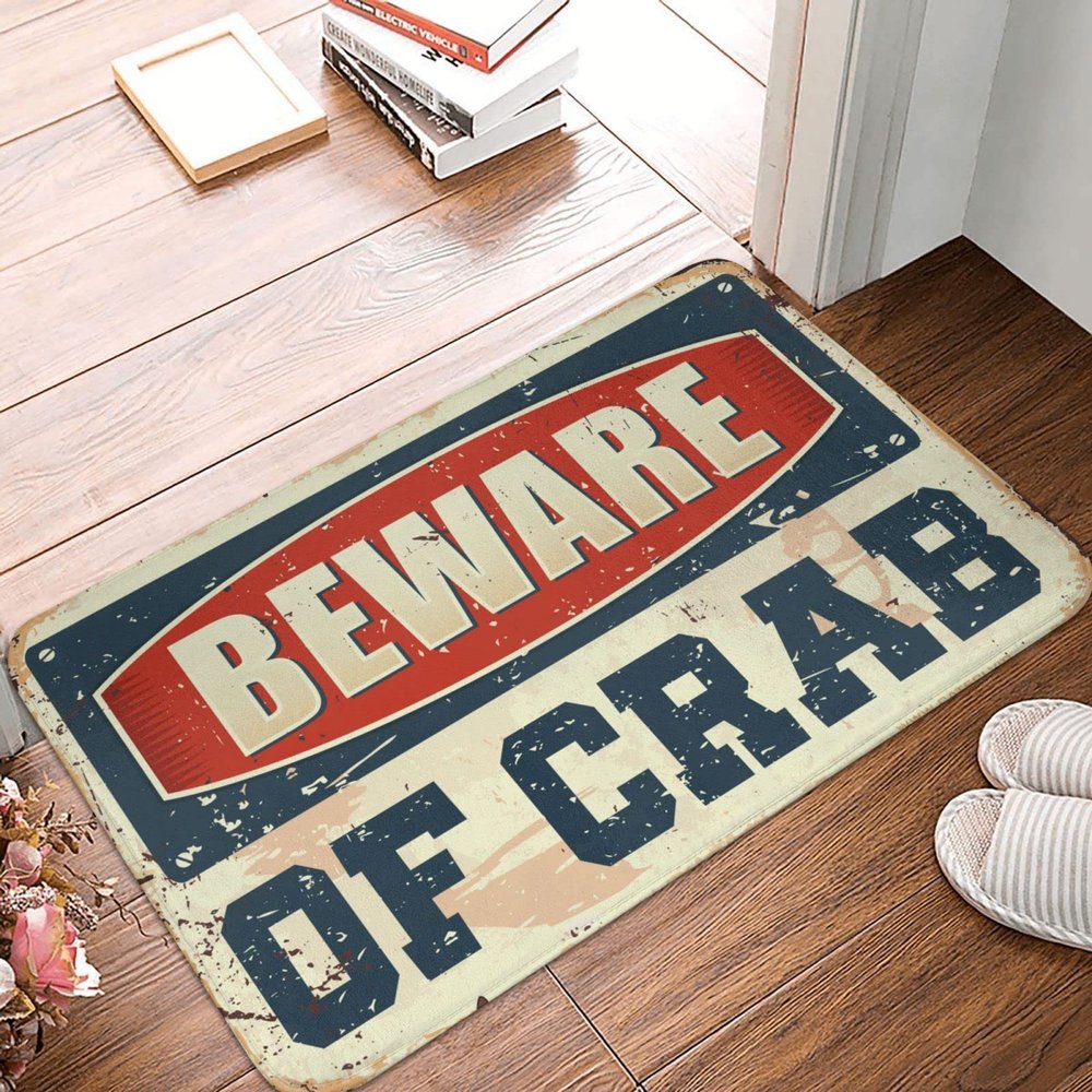 Backyard Bar Decor Beware of Crab Rug Shoe Mat Large Welcome Mats for Front Door (Size : 65X90CM)