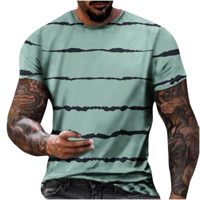 T Shirt for Men 2023 Regular-Fit Short Sleeve Crewneck Striped Summer Top Big and Tall Muscle Fitness Sport Shirt Mens Graphic t-Shirts 3xlt Green 5X