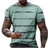 T Shirt for Men 2023 Regular-Fit Short Sleeve Crewneck Striped Summer Top Big and Tall Muscle Fitness Sport Shirt Mens Graphic t-Shirts 3xlt Green 5X view 1