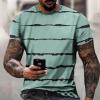 T Shirt for Men 2023 Regular-Fit Short Sleeve Crewneck Striped Summer Top Big and Tall Muscle Fitness Sport Shirt Mens Graphic t-Shirts 3xlt Green 5X view 2