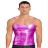 CHICTRY Mens Shiny Leather Spaghetti Straps Sleeveless Vest Top Metallic Hip Hop Dance Costume Rose Large view 1