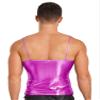 CHICTRY Mens Shiny Leather Spaghetti Straps Sleeveless Vest Top Metallic Hip Hop Dance Costume Rose Large view 2