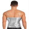 FEESHOW Men's Shiny Metallic Patent Leather Camisole Yoga Jazz Hip Hop Costume Dance Performance Silver X-Large view 2